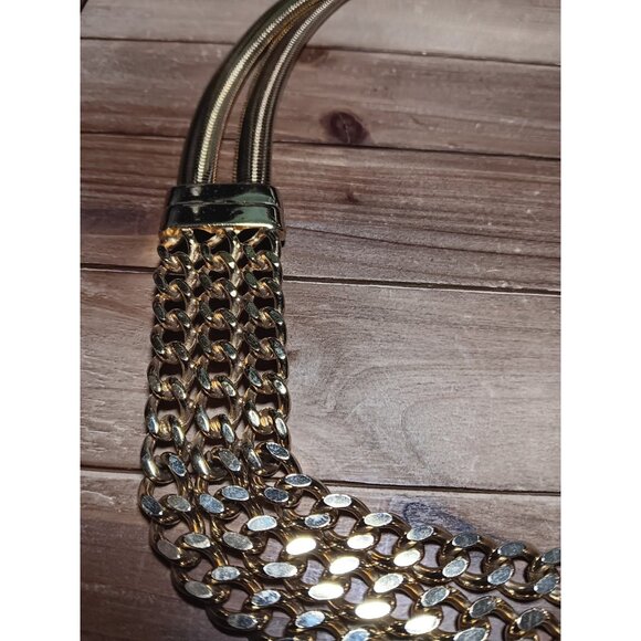 Stretch Belt Triple Gold Tone Curb Chain Waist Jewelry Heavy Club Style for 28\